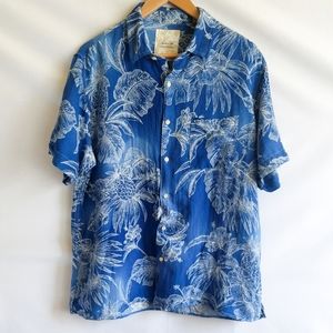 Tasso Elba Island blue short sleeve button down shirt Size L